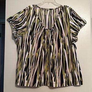 Striped V-Neck Short Sleeve Top